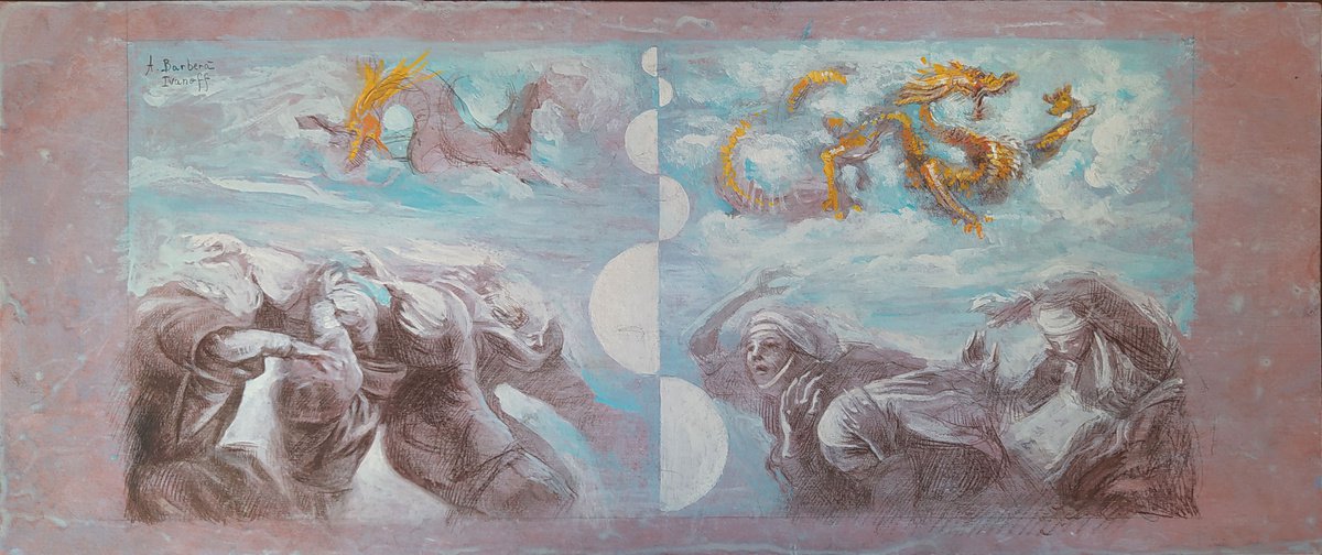 Surrealistic Animal Drawing By Alexandre Barbera-Ivanoff, 24 X 10, Study For Tout Contre, Original Artwork