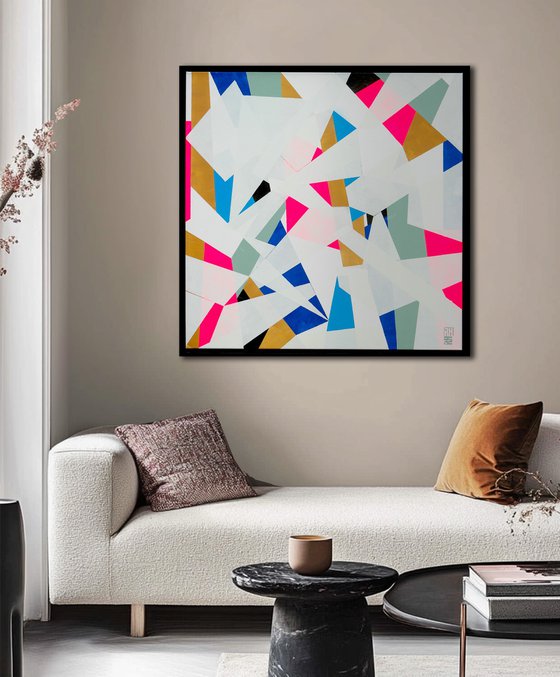 Fractured White and Neon pink