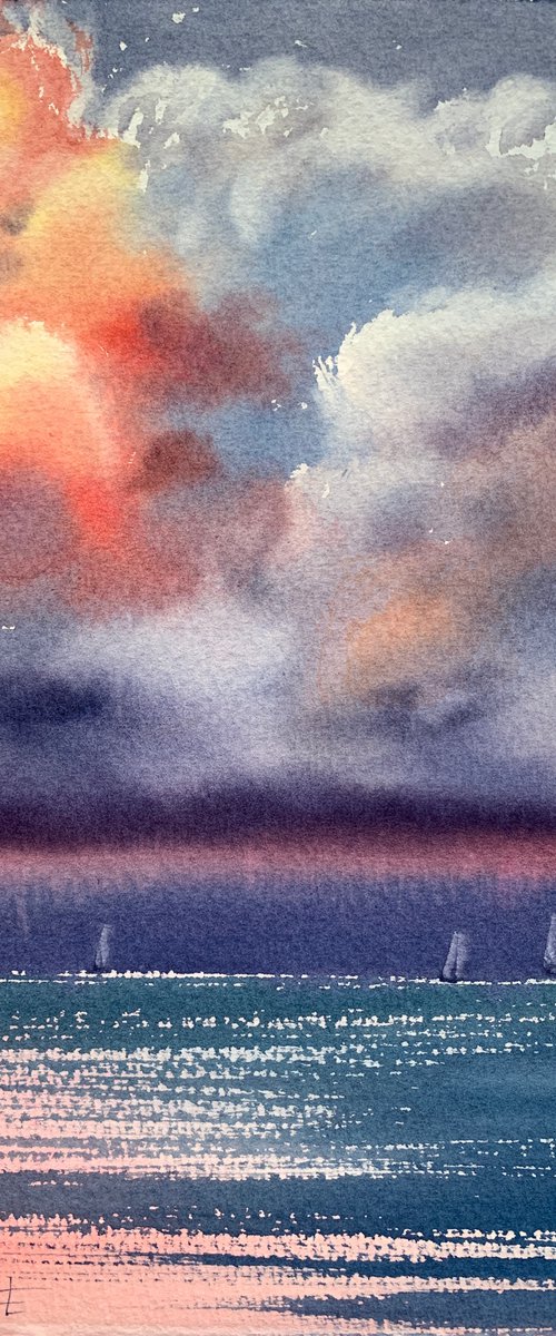 Yachts and clouds by Eugenia Gorbacheva