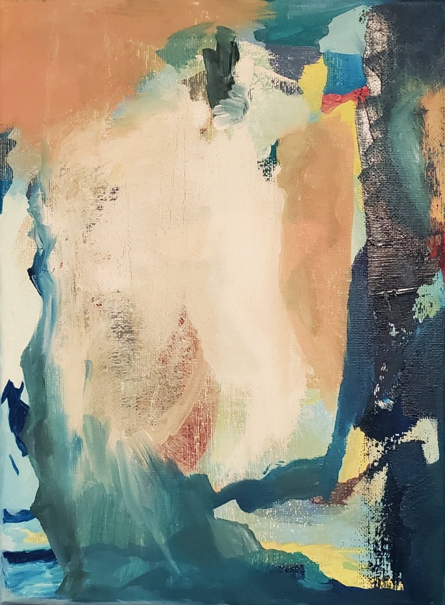 Organic Abstract Oil Painting By Rebecca Hodel, 8 X 10", Open Space Clear Path, Original Artwork