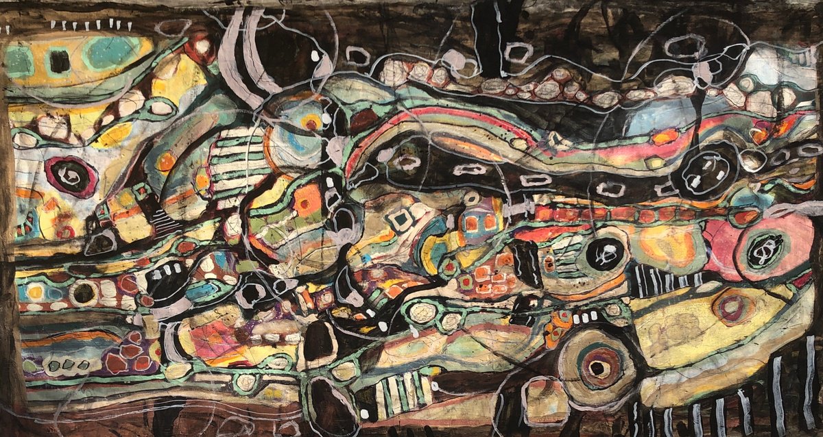 Abstract Acrylic Painting By Jeffrey Davies, 54 X 29, Evolution 15, Original Artwork