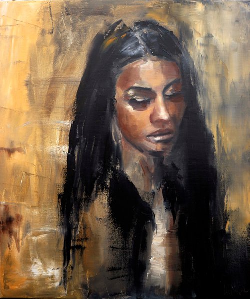 Abstract portrait of woman oil painting by Anna Lubchik