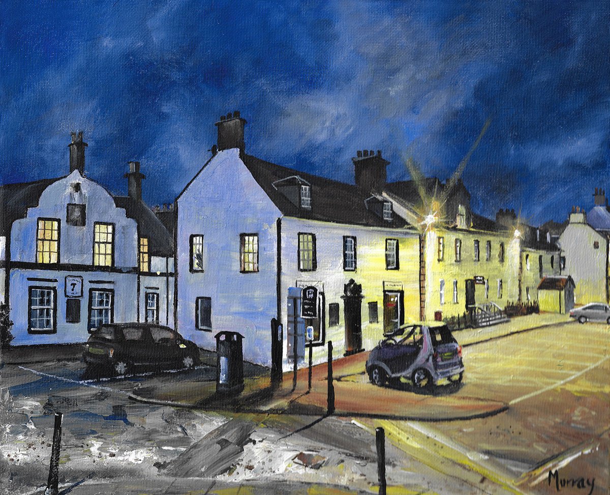 Cityscapes Acrylic Painting By Stephen Murray, 16 X 12", Inveraray Townscape Scotland, Original Artwork