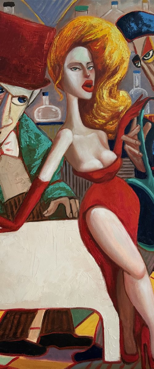 Red dress, Green eyes by Ta Byrne
