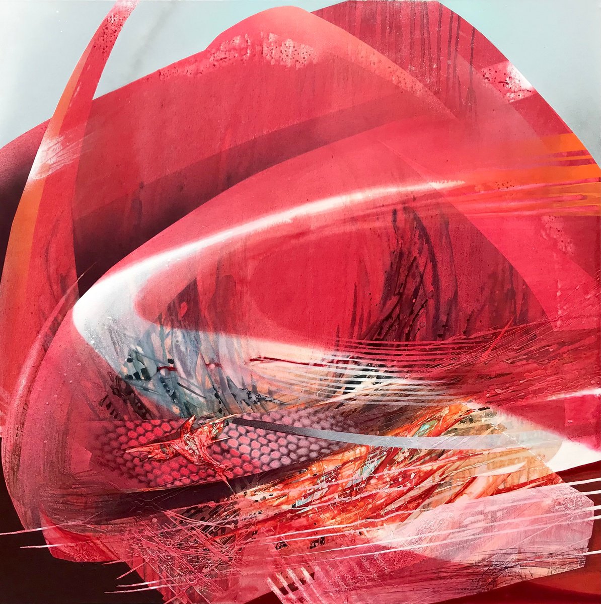 Organic Abstract Acrylic Painting By Marina Volkova, 39 X 39", Phoenix, Original Artwork