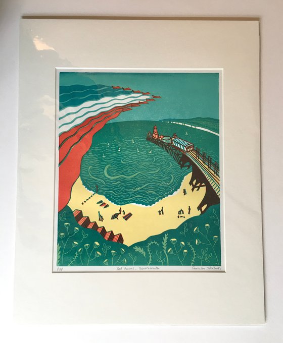 Red Arrows, Bournemouth - signed original linocut - Artist’s proof