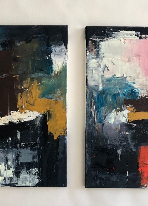 Set of two abstract painting by Ilaria Dessí