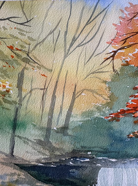 Autumn energy of forest and water