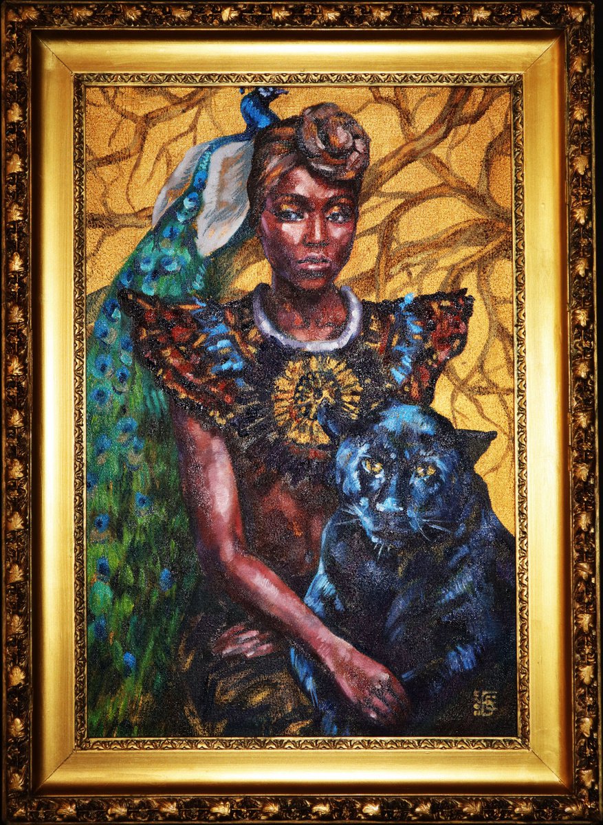 Photorealistic Portrait Oil Painting By Kateryna Bortsova, 19 X 25", Queen Of Africa (Framed), Original Artwork
