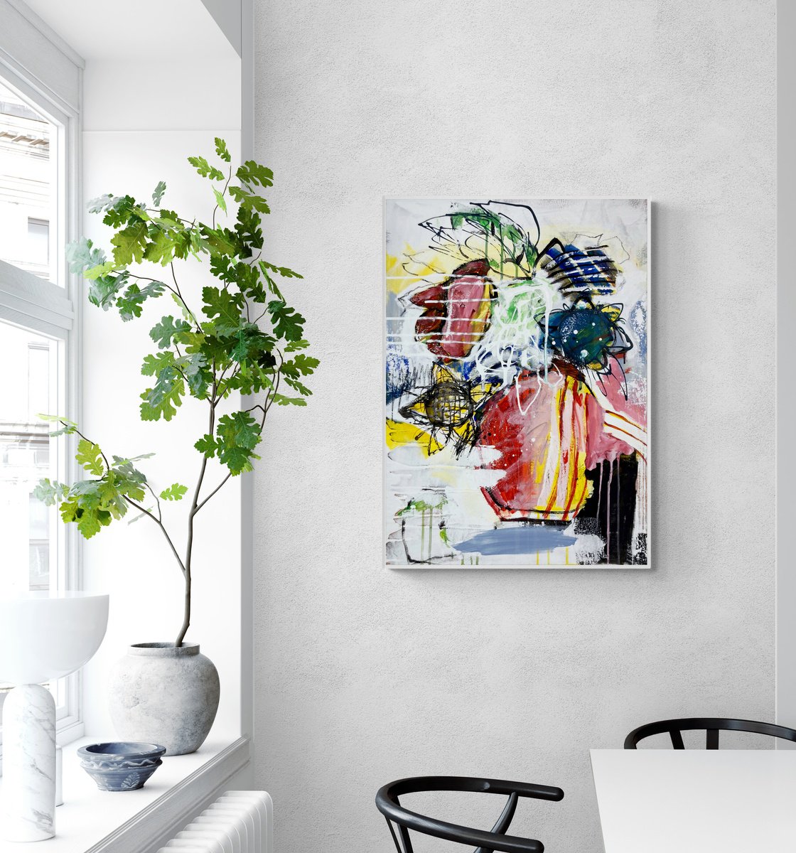 Abstract Acrylic Painting By Jutta Rika Bressem, 24 X 31", Still Life 15, Original Artwork