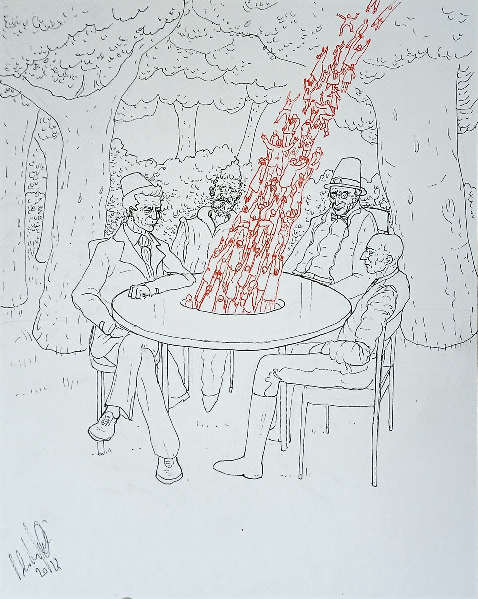 Illustrative Portrait Ink Drawing By Paolo Beneforti, 9 X 12", Creation Of The Mob, Original Artwork