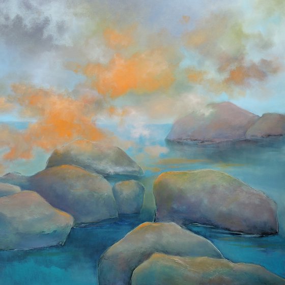 Clouds by the Coast, 36" x 36".