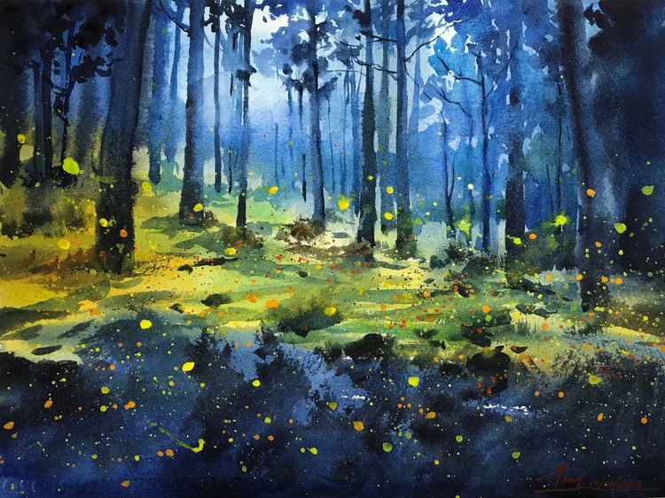 Fireflies 2018 Watercolour By Jing Chen Artfinder