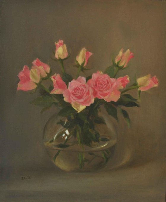 Roses in a glass vase