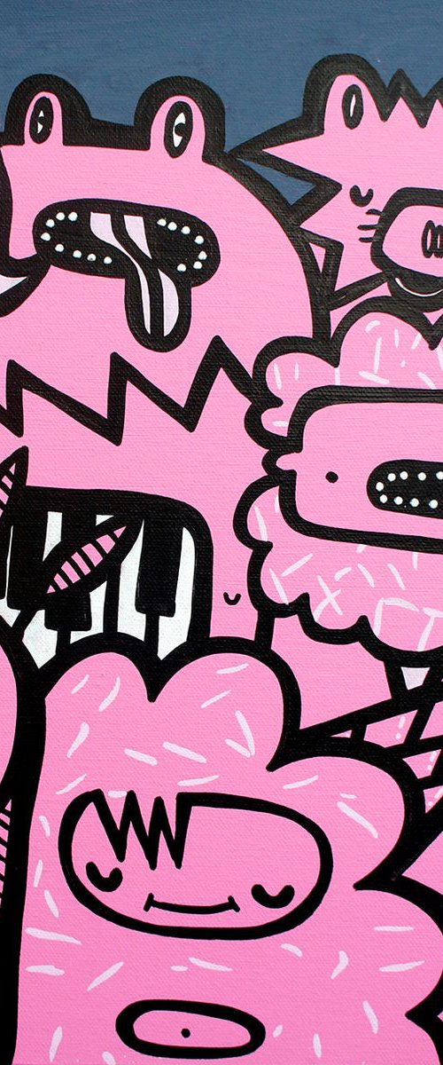 Mini Pink Crowd by Kev Munday