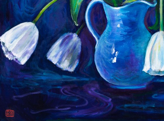 White Tulips In A Jug