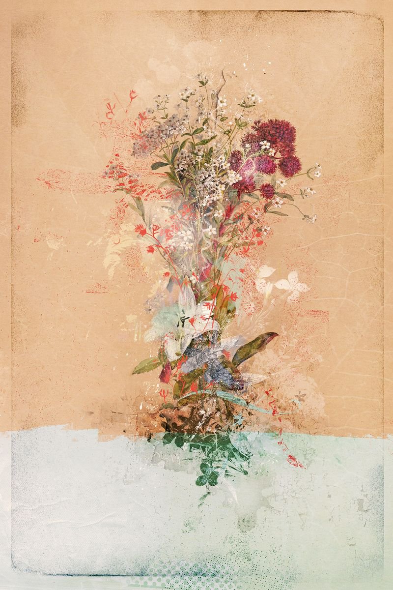 Botanical Painting By Teis Albers, 31 X 47", Floriage, Original Artwork