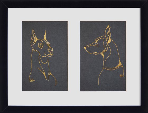 "Portraits of Doberman pinscher"