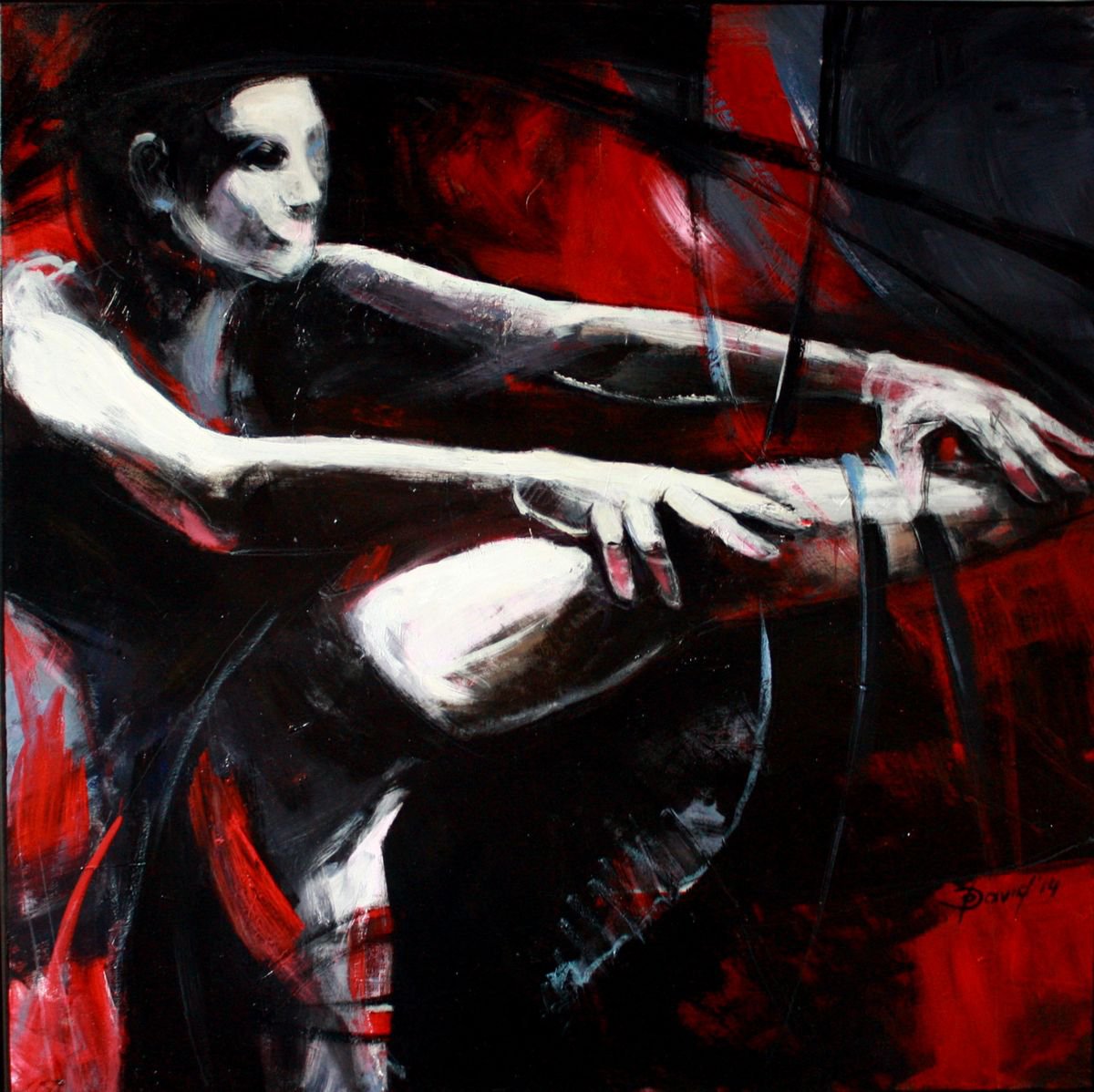 Portrait Acrylic Painting By Olga David, 31 X 31", Balettschule, Original Artwork