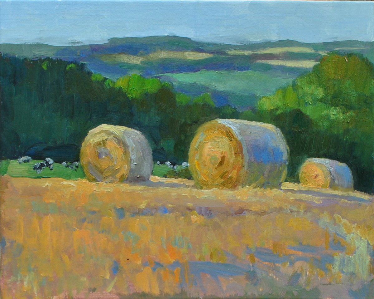 Impressionistic Landscape Oil Painting By Anna Shevel, 20 X 16, Summer Sentinels, Original Artwork