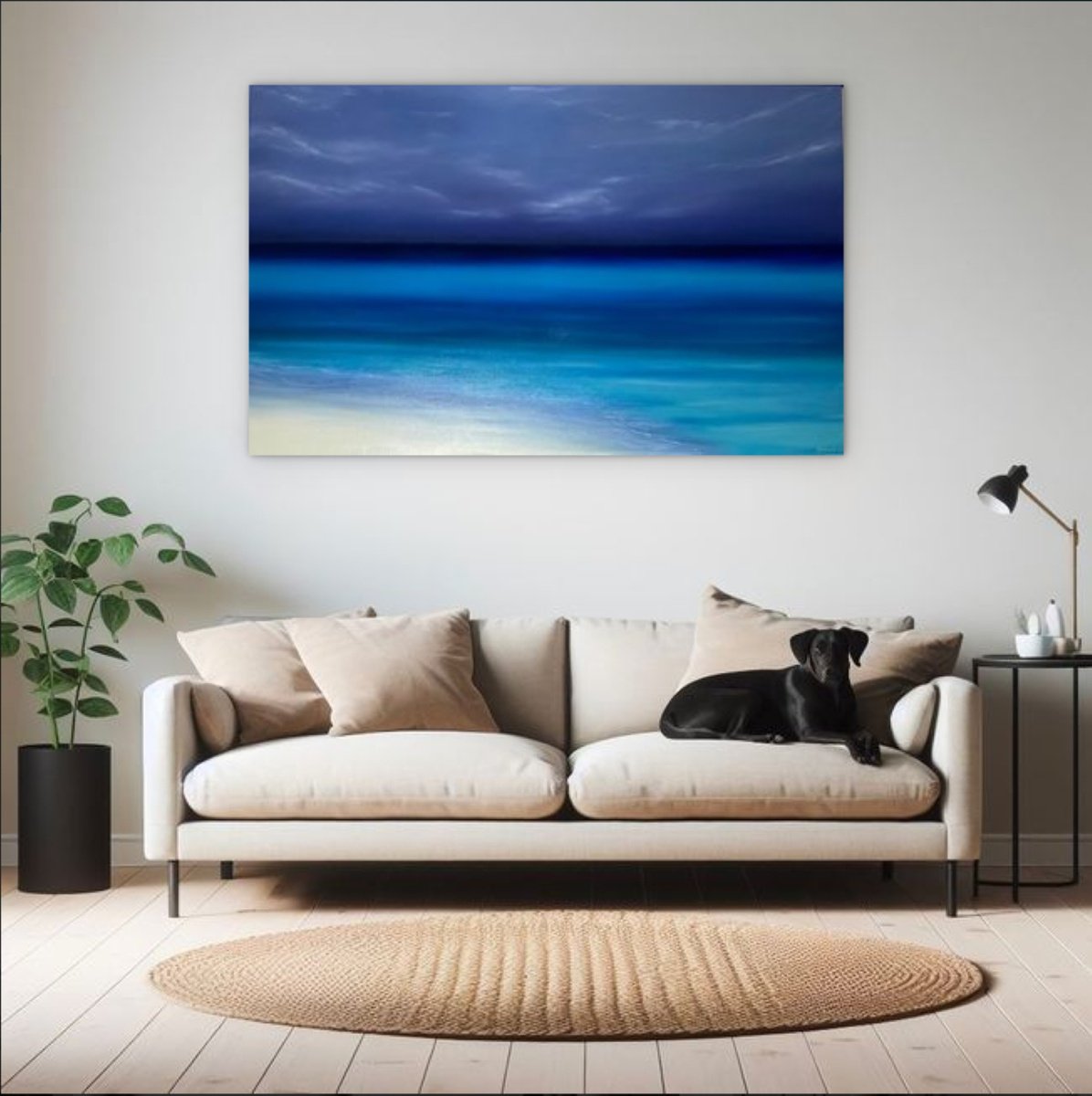 Impressionistic Landscape Oil Painting By Nataliia Krykun, 65 X 41", Turquoise Ocean, Waves, Original Artwork