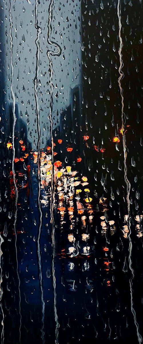 Rainy Night Street by Elena Adele Dmitrenko