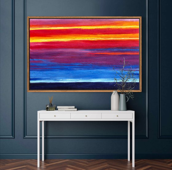 Colourful mood , abstract colourful painting on canvas, abstract landscape painting