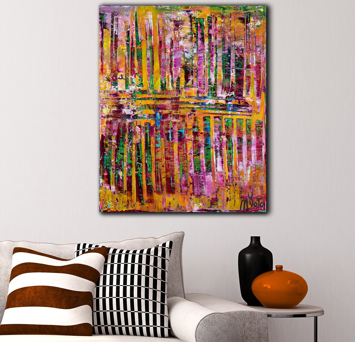 Abstract Acrylic Painting By Nestor Toro, 16 X 20", Summer Electric, Original Artwork