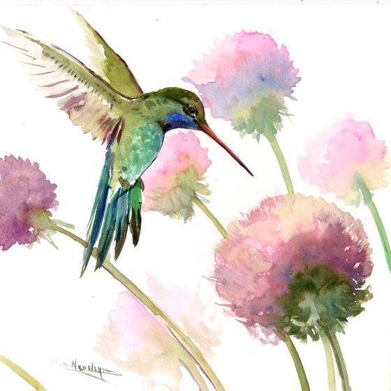 Hummingbird and Flowers