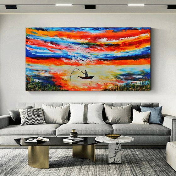 Abstract,boats at sea christmas sale 995 USD now 795 USD.
