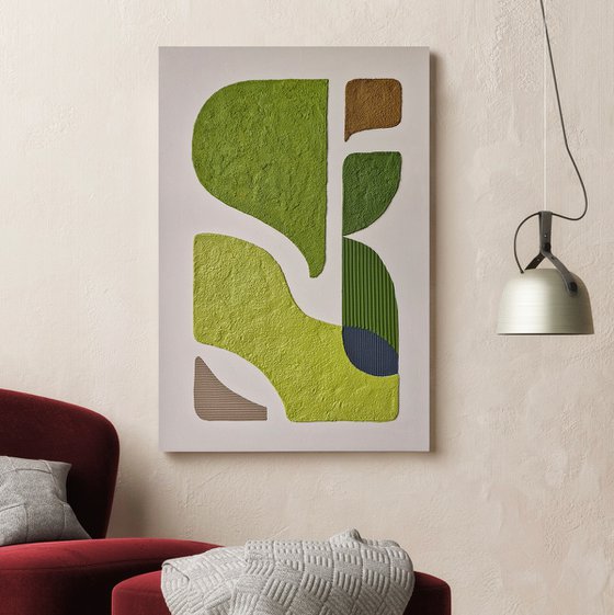 "Green Bay 3" High textured green art