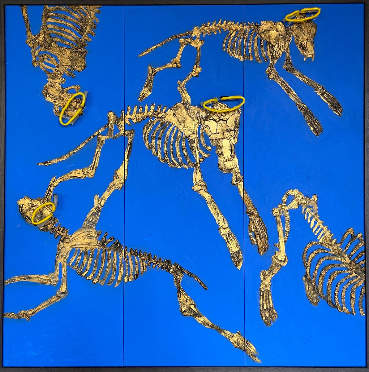 Expressive Animal Acrylic Painting By Inga Makarova, 59 X 59, Cosmic Dogs, Original Artwork