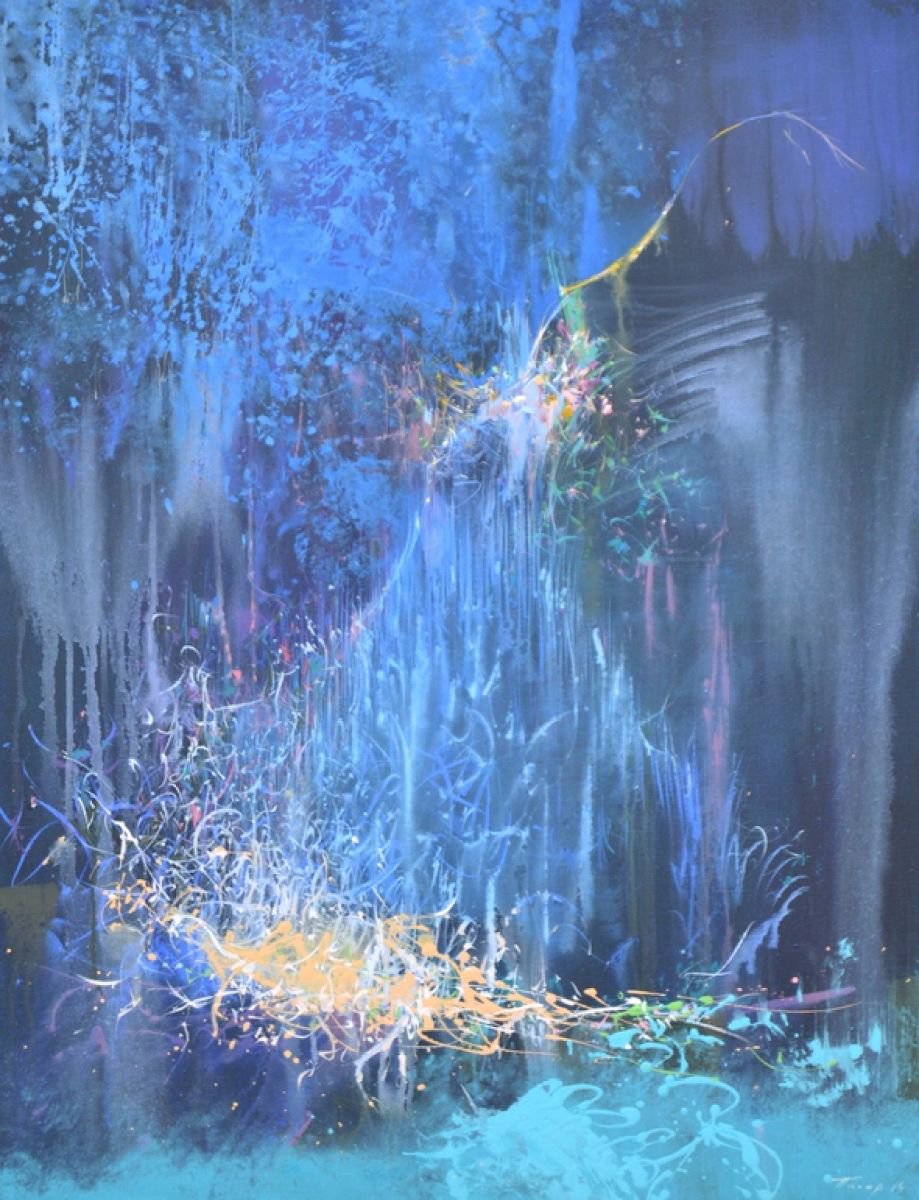 Abstract Ballet Painting Blue Night by Yuri Pysar