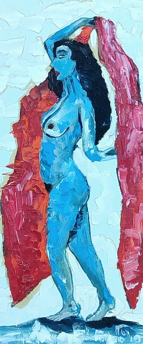 Naked with red scarf by Gurgen Arutunyan