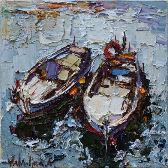 Two boats - Original oil painting