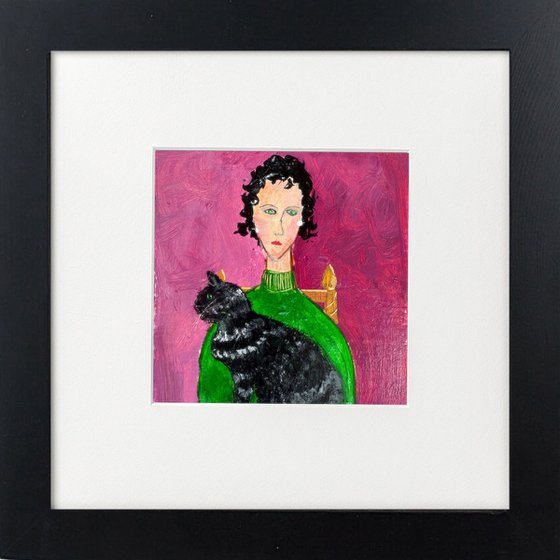 Two women portraits with cats