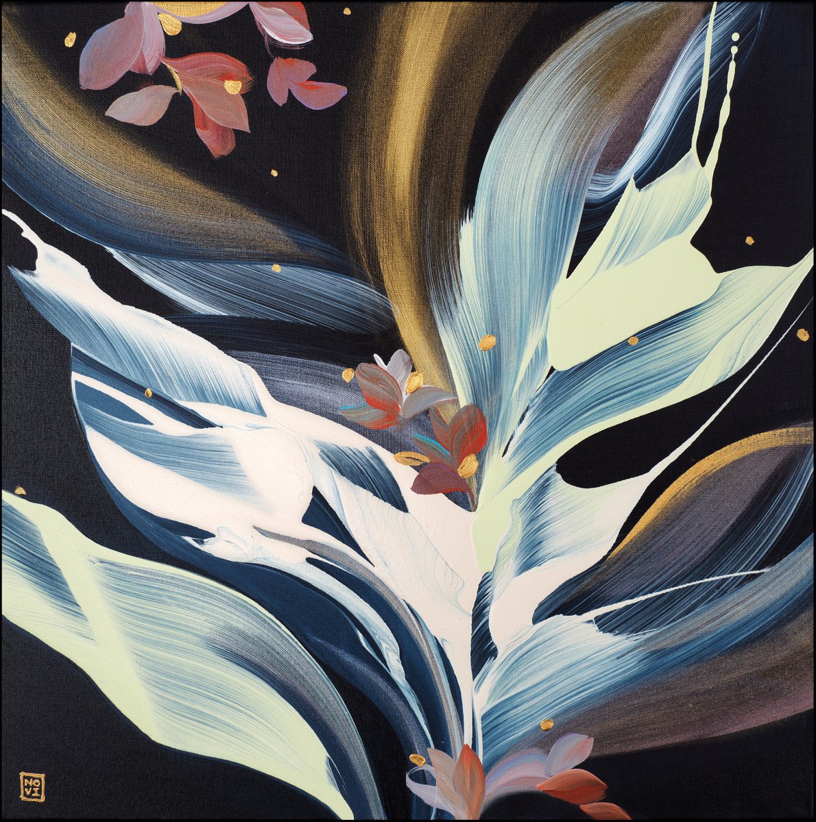 Abstract Acrylic Painting By Novi Lim, 25 X 25", Daybreak, Original Artwork