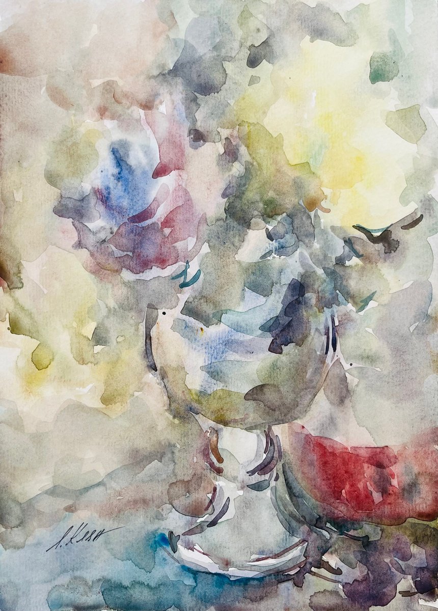 Impressionistic Botanical Watercolour By Elena Klyan, 8 X 11, Roses 2024, Original Artwork
