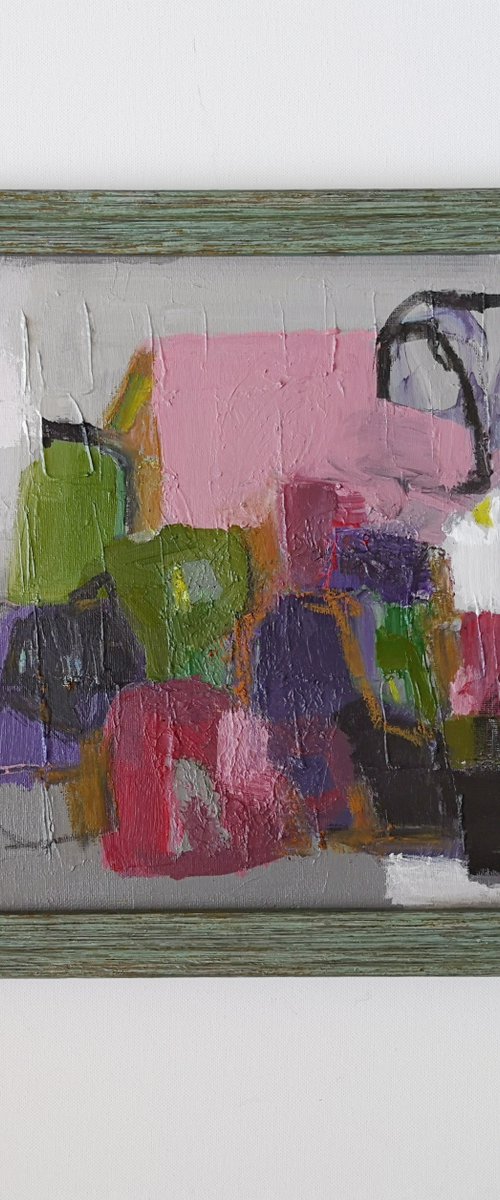BOUQUET - framed small abstract artwork / handmade art gift by Jenny Furman