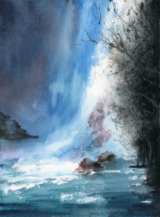 Falls in Blue Light
