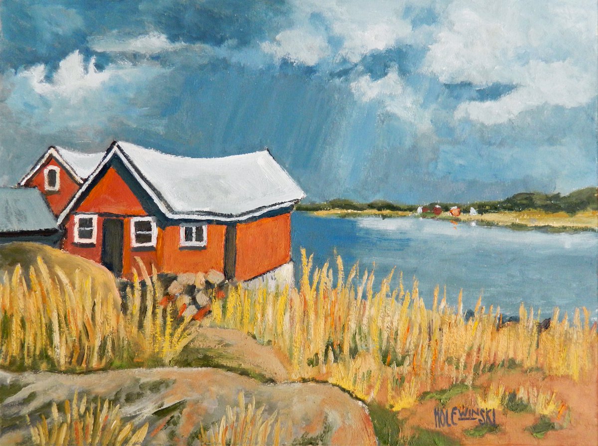Storm Approaching Red Shack by ROBERT DENIS HOLEWINSKI