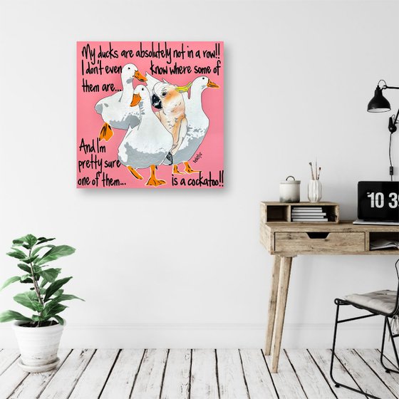 Ducks in a Row Pink Cockatoo 61cm x 61cm