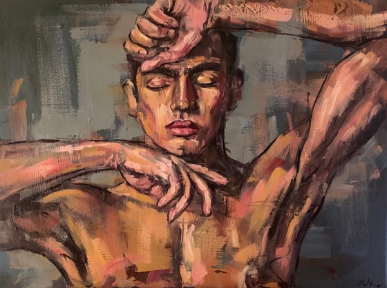 Male figure oil painting naked man