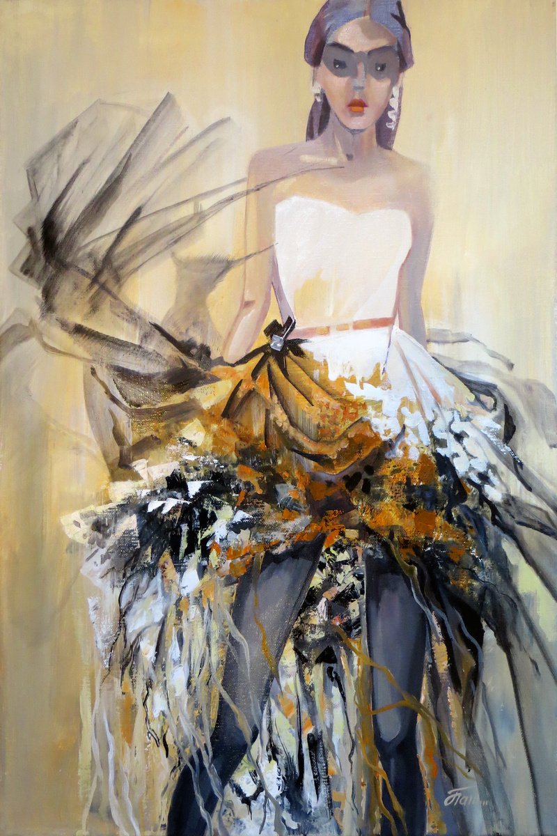 NEW DRESS, oil оn canvas, 60х40 by Olga Panina