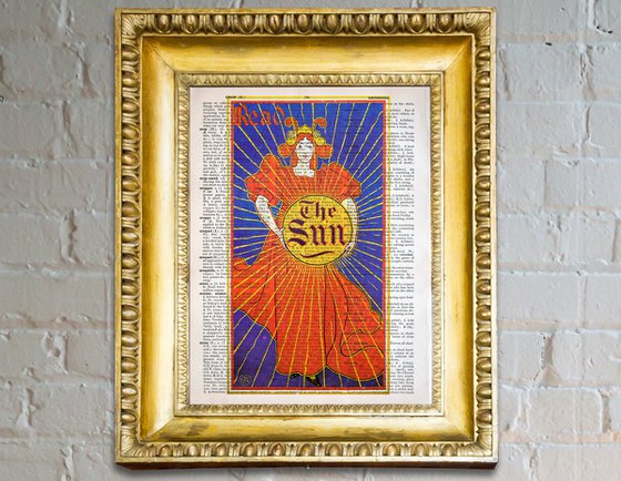 Read the Sun 2 - Collage Art Print on Large Real English Dictionary Vintage Book Page