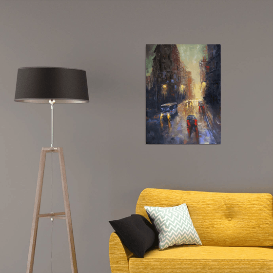 Lights of city -  2 (60x80cm, oil painting, ready to hang)