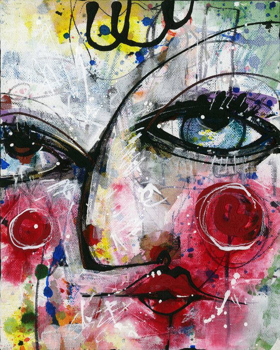 Funky Face Whimsy 9 - Mixed Media Art by Kathy Morton Stanion