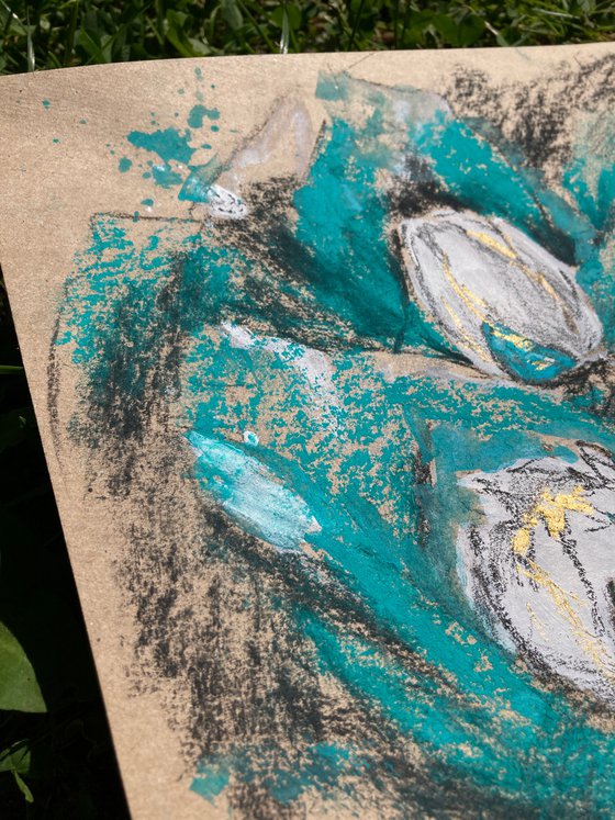 Water lilies in teal 5