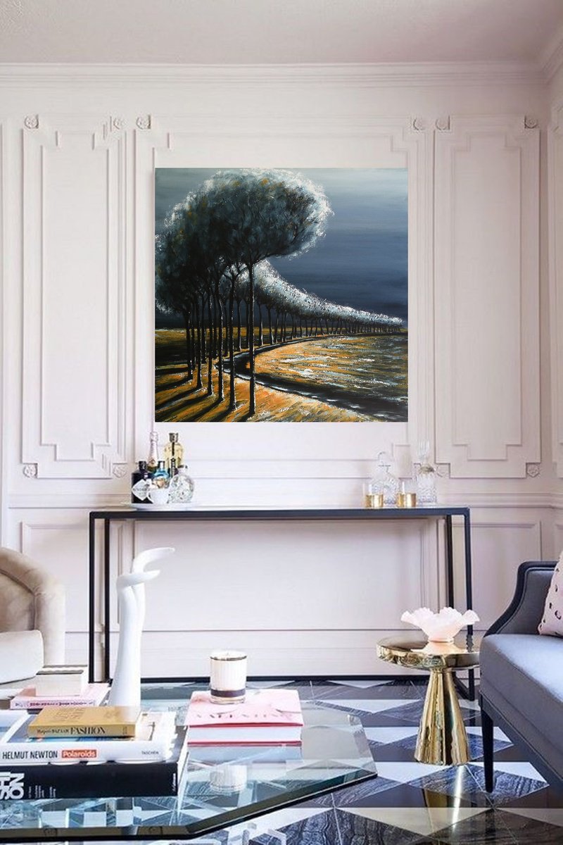 Impressionistic Landscape Acrylic Painting By Danijela Dan, 31 X 31, In The Land Of Ice Ix, Original Artwork