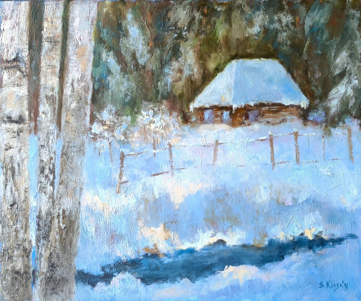 Impressionistic Landscape Oil Painting By Svetlana Grishkovec-Kiisky, 24 X 20", Winter, Original Artwork